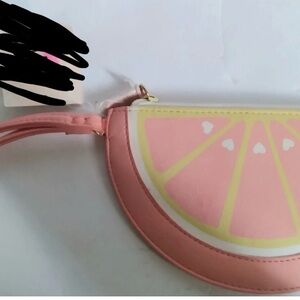 Luv Betsey Johnson Orange Slice Wallet Wristlet Coin Purse 7.75" Hearts